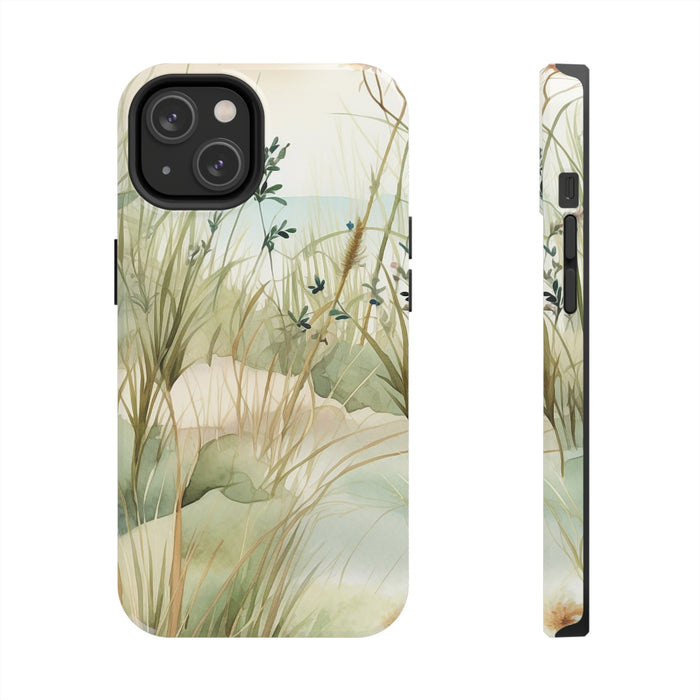 Tough iPhone case that features a watercolor marsh design. Available for a variety of iPhone models.