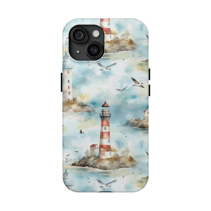 iPhone case that features a lighthouse pattern. Available for iPhones 7 - 15.