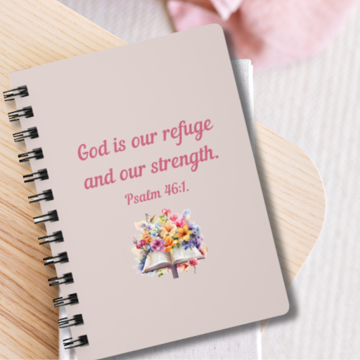 Discover solace in our "God is Our Refuge and Strength" Journal – a 5" x 7" masterpiece with a glossy laminated cover and 150 lined pages