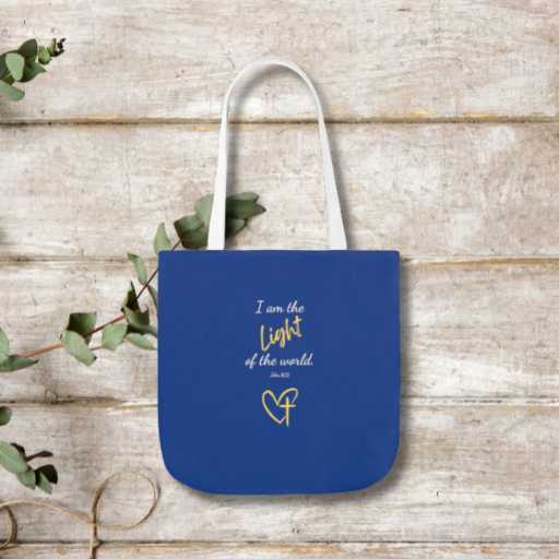 "I am the Light of the World" Tote Bag.  Choose from three sizes.