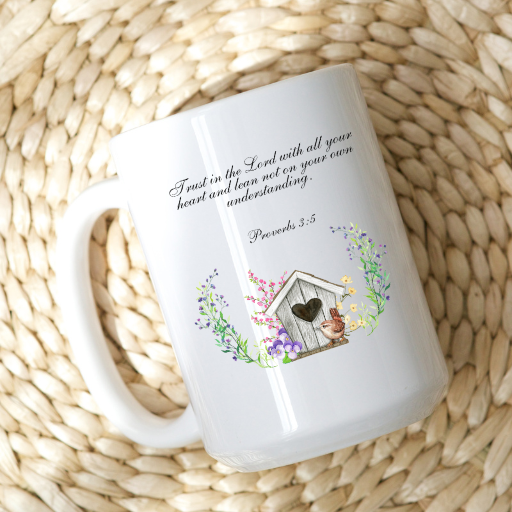Elevate your daily routine with our 15 oz Trust in the Lord Mug. Made from premium ceramic, it's a durable and elegant reminder to trust in God's plan. A heartwarming gift for loved ones, this mug shares the message of trust, hope, and faith.