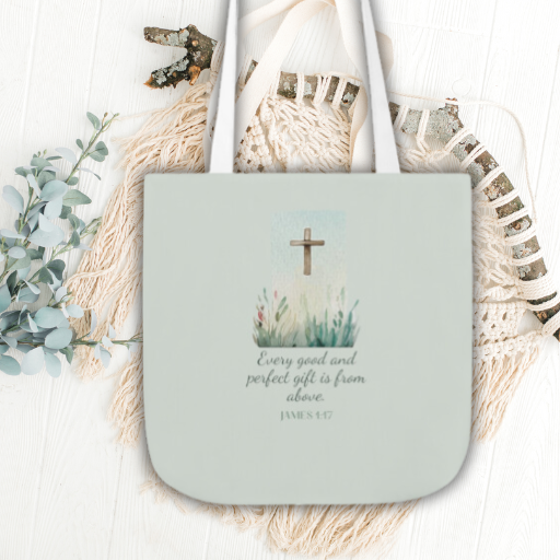 Every good and perfect gift is from above. James 1:17 tote bag. Available in 3 sizes.